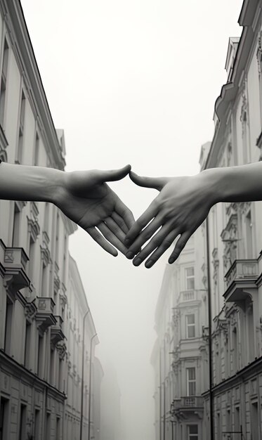 two hands in front of a building that says  heart