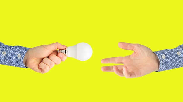 Two hands with led lamp