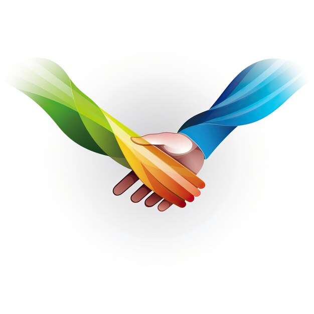 Photo two hands with one being held in the other with the other hand showing a rainbow colored image