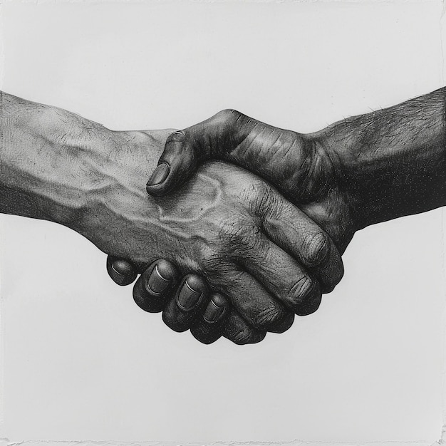 two handshake in front of a white background