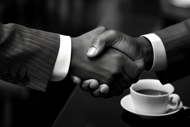 Photo two handshake between two men shaking hands