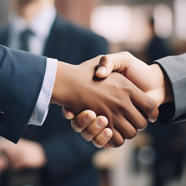 two handshake between two other men one wearing a suit