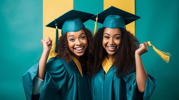 Two happy African American women are graduating students