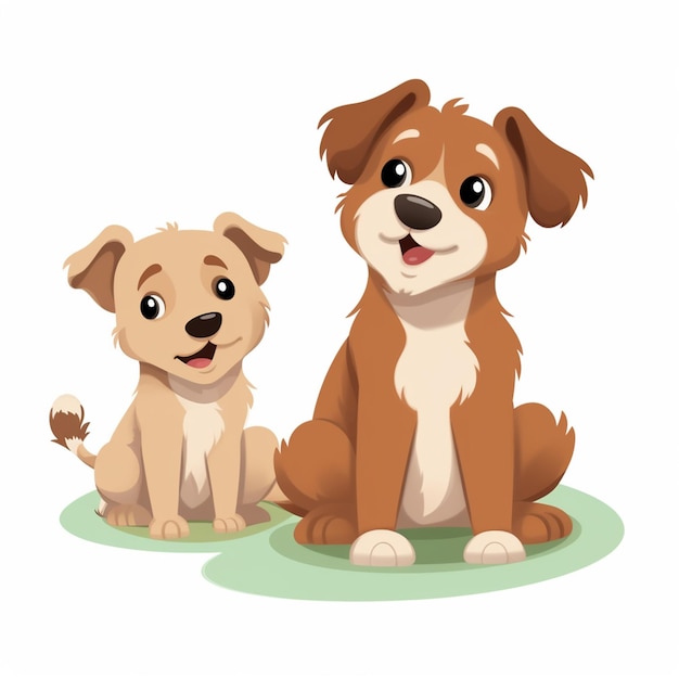 two happy dogs illustration