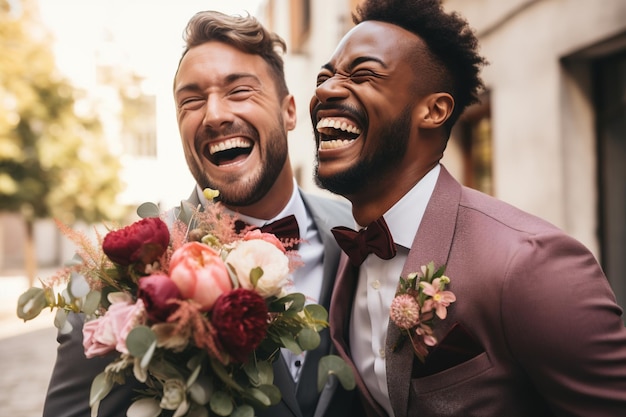 Два счастливых влюбленных мужчины делятся своими клятвами и женятся Цели ЛГБТК-отношений