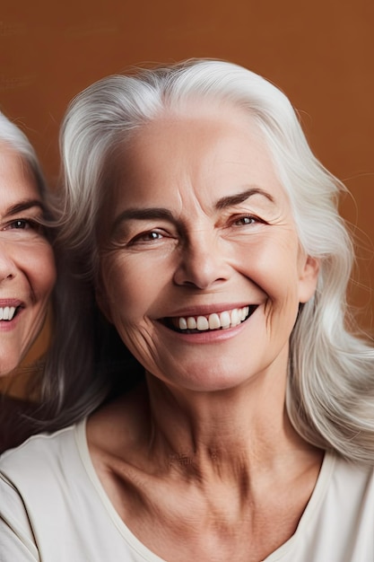 Two happy senior woman