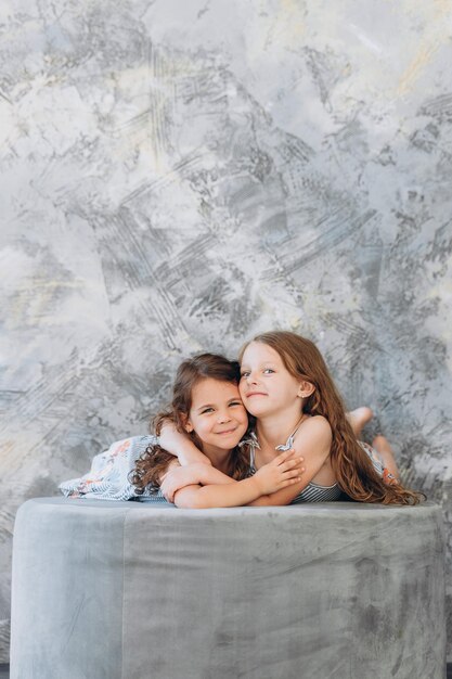 Two happy sisters. Laughing and smile