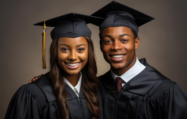 Two happy smiling university graduates