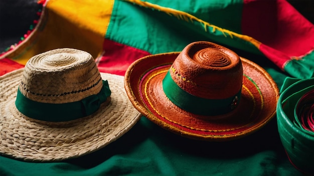 two hats with one that has a flower on it