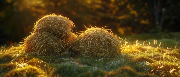 写真 緑 の 畑 に ある 草 の 二 袋