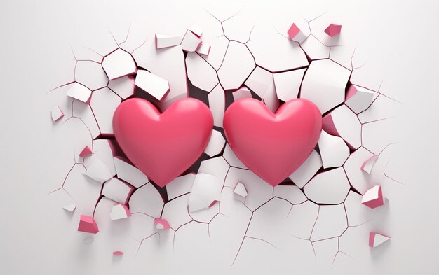 Photo two hearts 3d effect