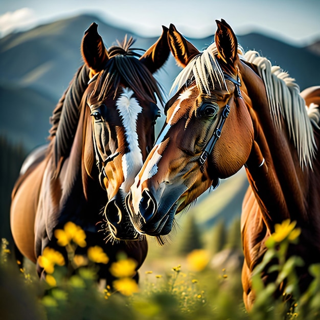 Two horses side by side