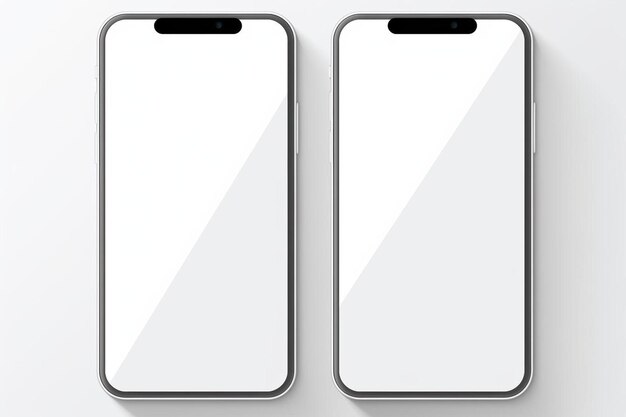 Photo two iphones side by side on a white background