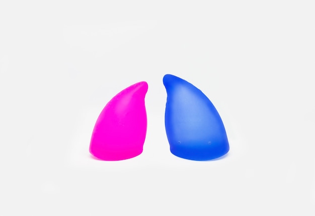 Two isolated silicone menstrual cups different capacity