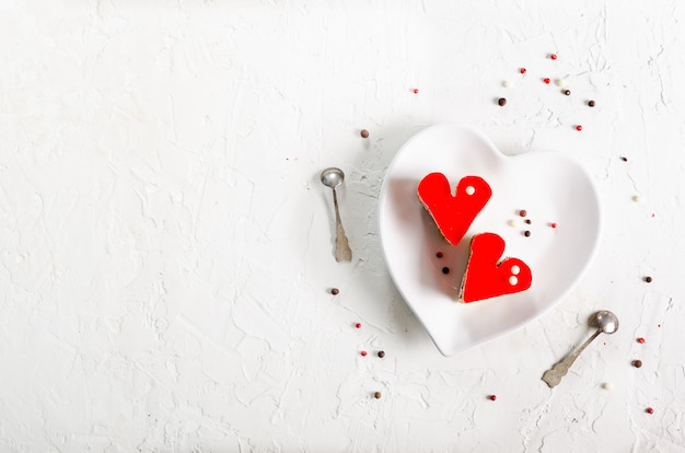 Two jelly heart-shaped cakes