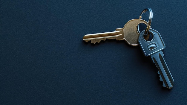 Two keys on a ring against a dark backdrop