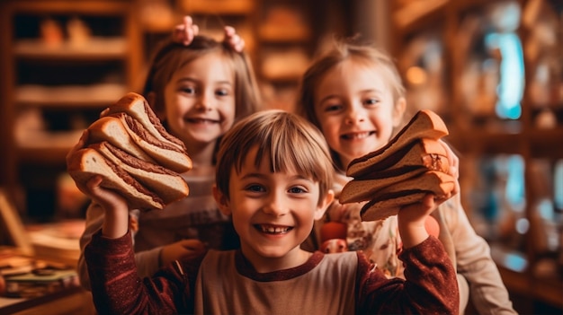 Foto a due bambini che mangiano la torta bambini felici