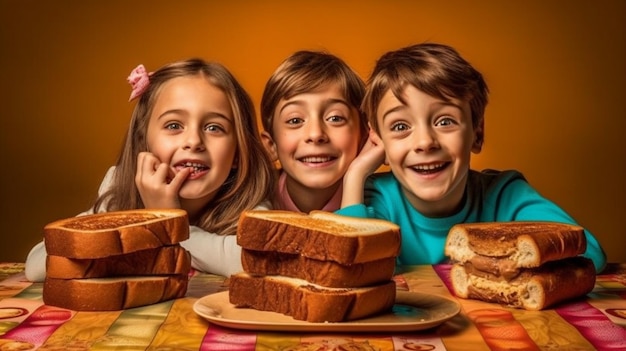 A two kids eating cake happy kids