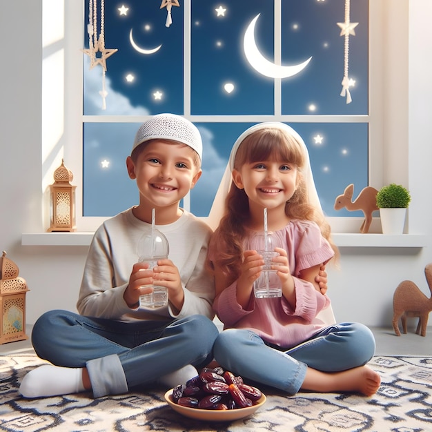 Two kids enjoying the month of Ramadan