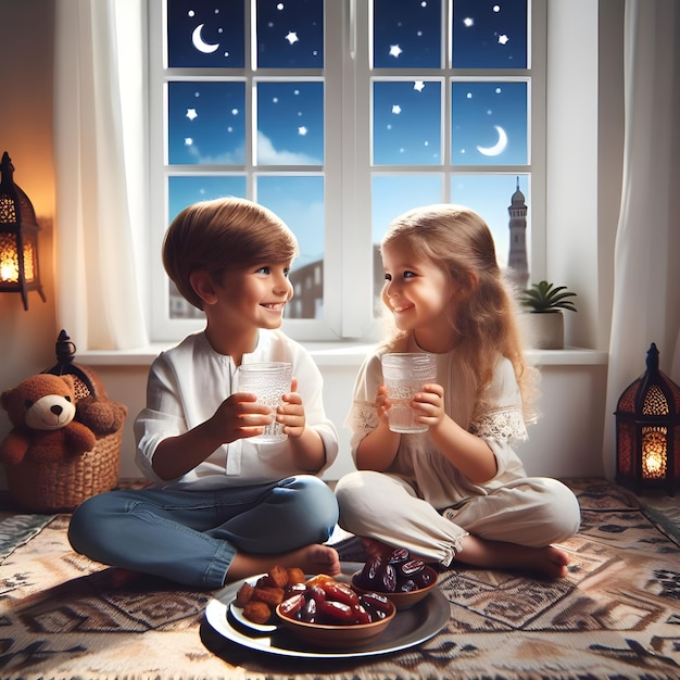 Two kids enjoying the month of Ramadan