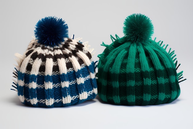 Два килта вязаных зимних шапок в изумрудном стиле
