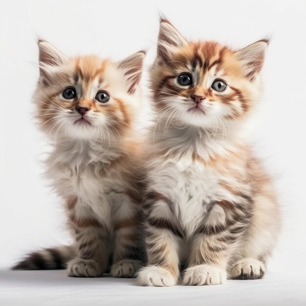 Two kittens are sitting side by side.