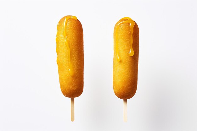 Two korean corn dogs on the white background