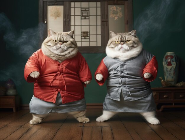 Two kung fu cats