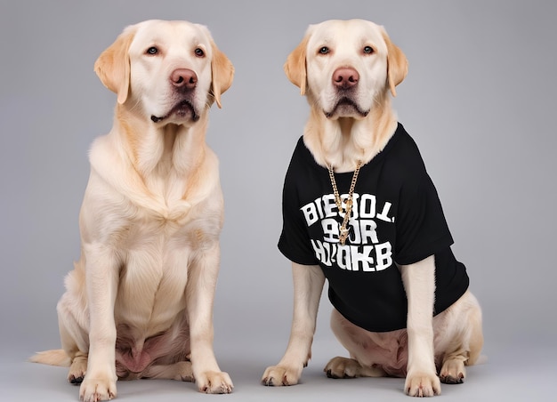 Two Labrador Retriever dog in fashion photography