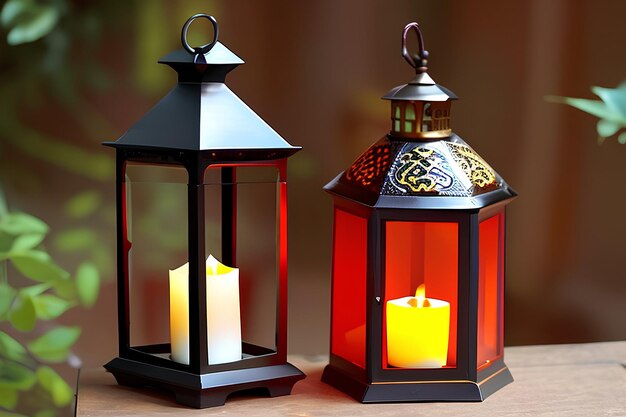 Two lanterns with the word candle on them