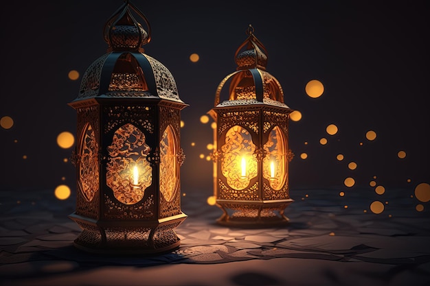 Two lanterns with the words ramadan on them