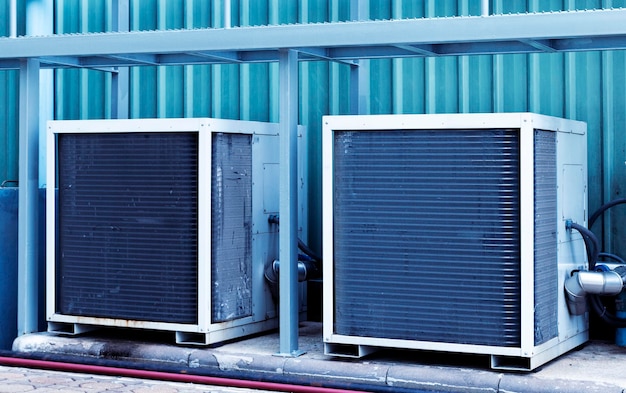 Photo two large compressors air conditioners