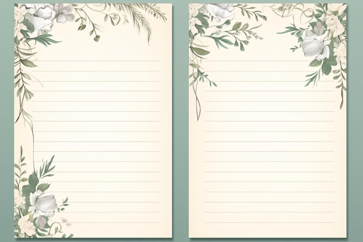 Photo a two lined paper with flowers on it