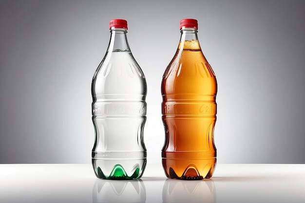 Двулитровая бутылка соды изолирована на белом фоне с отражением