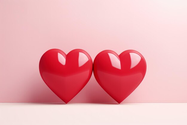 Two little red hearts a symbol of couple for Valentines Day greeting card and love celebrations