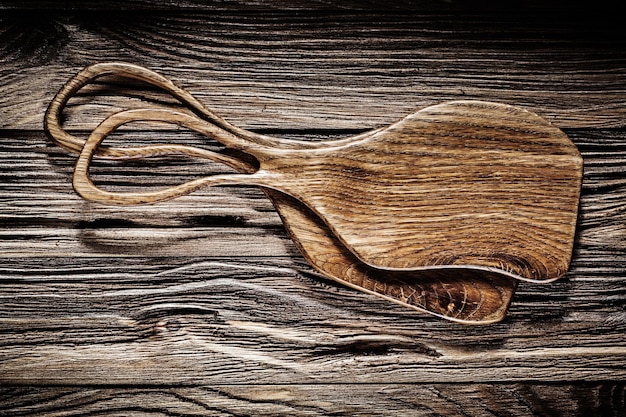 Two little serving boards on vintage wood close up