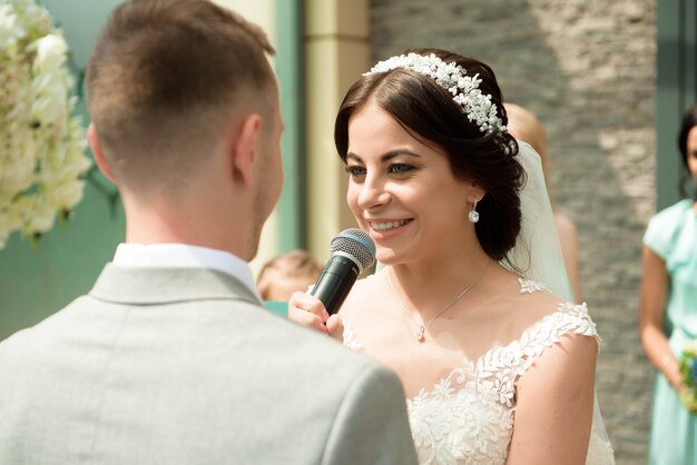 Two lovers hearts on the wedding ceremony.