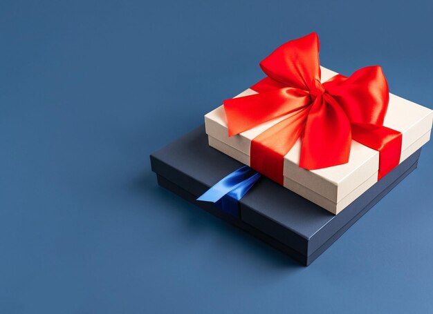 Photo two luxury gift box with a red bow