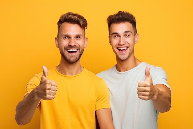 two man showing thumbs up