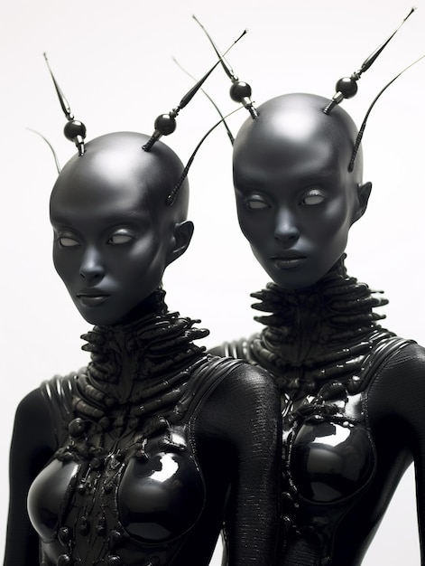 two mannequins with horns and horns, one of which has the word devil on it.