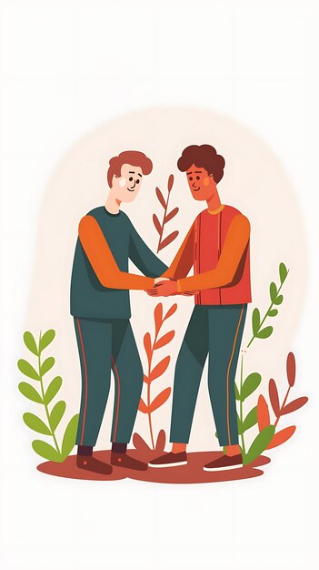 Photo two mans helping each other illustration support unity