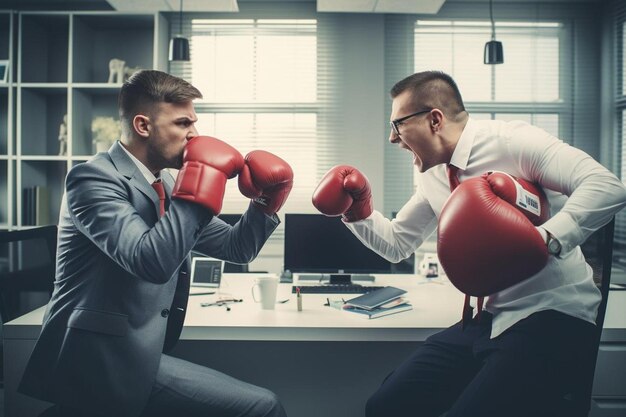 Photo two men in boxing boxing gloves with one wearing a suit with the other wearing a suit