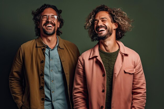 Photo two men laughing