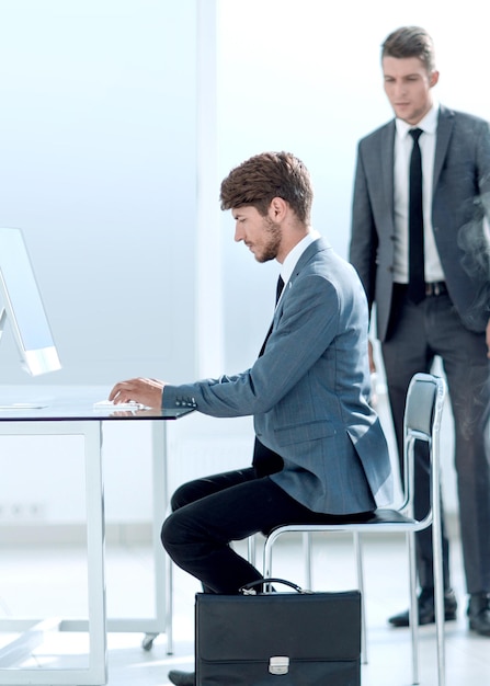 Two men in the office in smoke