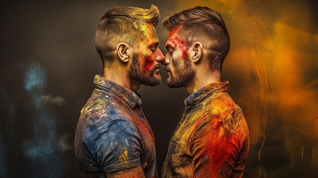 Two men in a photo with the word holi on the front of them