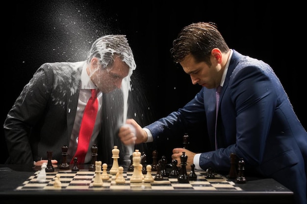 Premium Photo  Two young man are playing chess