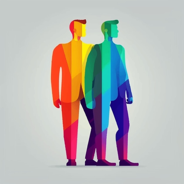 Two men profile view with lgbti concept copy space