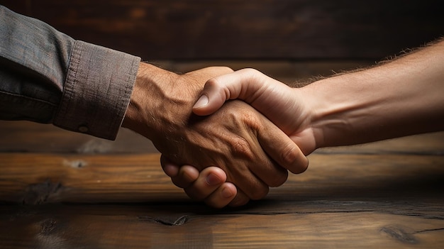 Foto due uomini si stringono la mano in un ambiente d'ufficio