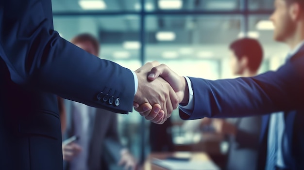 Two men shaking hands in an office