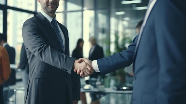 Two men shaking hands in an office